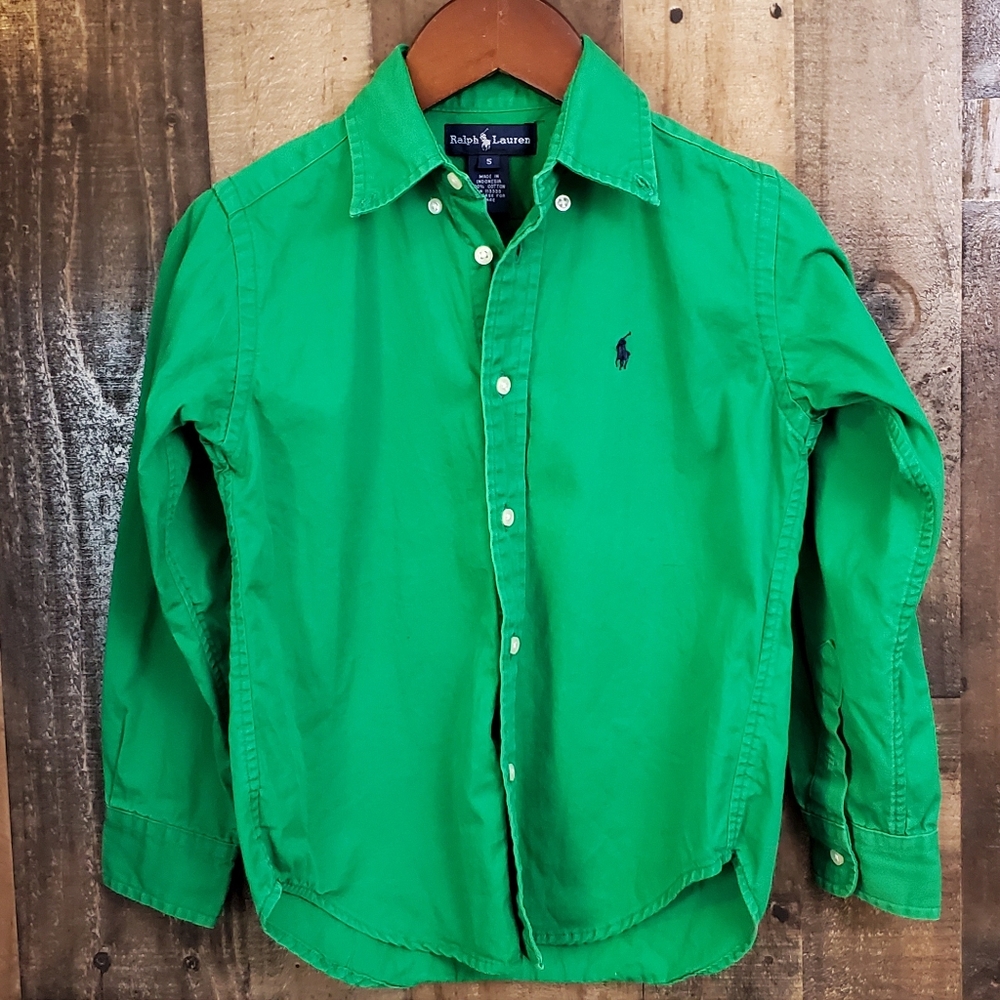 Boys Ralph Lauren Green Button Down Long Sleeve